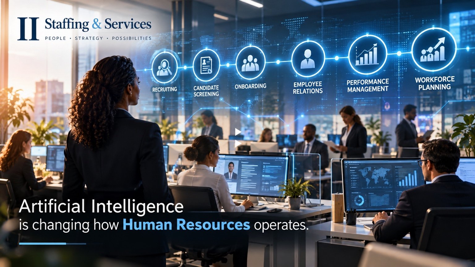 II Staffing and Services: artificial intelligence is changing human resources, from recruiting and onboarding to employee relations, performance management, and workforce planning.